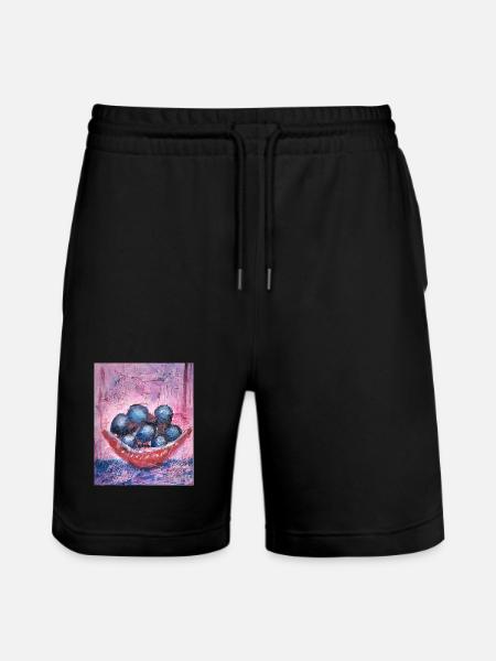 Blueberrys on pastel background - Stanley/Stella Trainer Unisex Organic Jogging Shorts - black