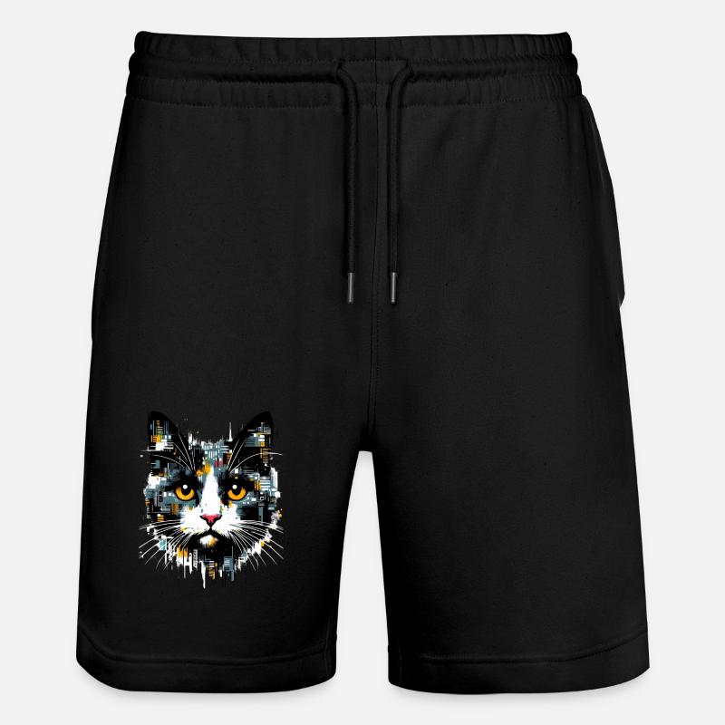 Katze - Stanley/Stella Unisex Bio Joggingshorts Trainer - Schwarz
