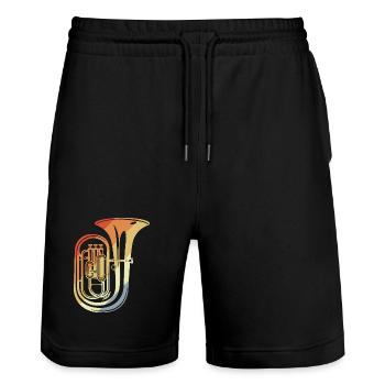 90s Tuba Sketch - Stanley/Stella Trainer Unisex Organic Jogging Shorts - black - Front - Nik (191cm) & Marisol (170cm)