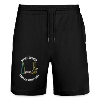 Meine Drogen – Völlig Legal ! - Stanley/Stella Unisex Bio Joggingshorts Trainer  - Schwarz - Vorne - Nik (191cm) & Marisol (170cm)