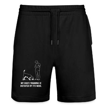 Dog training by nose - Stanley/Stella Trainer Unisex Organic Jogging Shorts - black - Front - Nik (191cm) & Marisol (170cm)