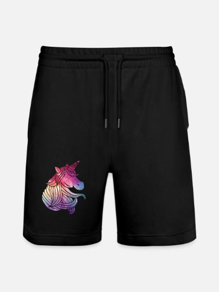 unicorn glitter - Stanley/Stella Trainer Unisex Organic Jogging Shorts - black