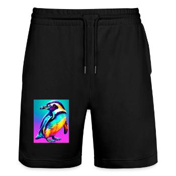 Pinguin - Stanley/Stella Unisex Bio Joggingshorts Trainer  - Schwarz - Vorne - Nik (191cm) & Marisol (170cm)