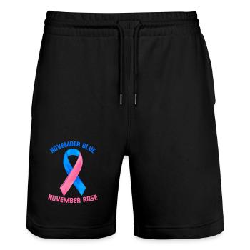 November Blue November Rose - Stanley/Stella Trainer Unisex Organic Jogging Shorts - black - Front - Nik (191cm) & Marisol (170cm)