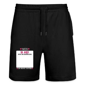 18 Year Old Birthday Girl, My 18 Year Old - Stanley/Stella Trainer Unisex Organic Jogging Shorts - black - Front - Nik (191cm) & Marisol (170cm)