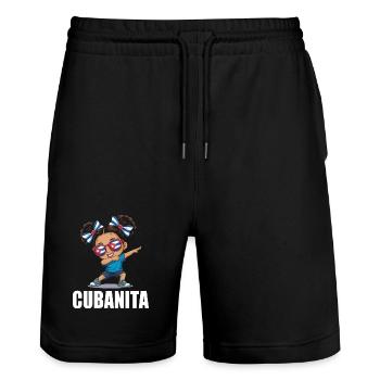 Cuba Flag Cute Cubanita Girls Women - Stanley/Stella Trainer Unisex Organic Jogging Shorts - black - Front - Nik (191cm) & Marisol (170cm)
