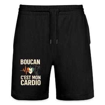 Boucan c'est mon cardio – Humour ivoirien - Stanley/Stella Trainer Unisex Organic Jogging Shorts - black - Front - Nik (191cm) & Marisol (170cm)