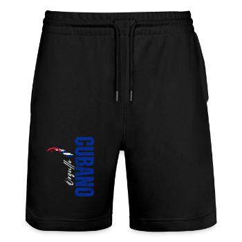 Cuban pride, vertical design - Stanley/Stella Trainer Unisex Organic Jogging Shorts - black - Front - Nik (191cm) & Marisol (170cm)