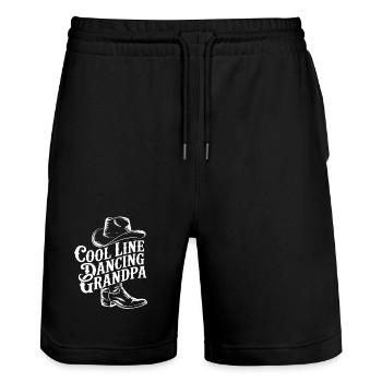 Line Dancing Grandpa - Stanley/Stella Trainer Unisex Organic Jogging Shorts - black - Front - Nik (191cm) & Marisol (170cm)
