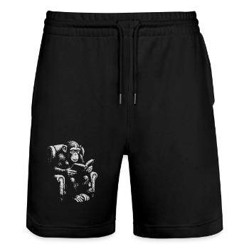 Affenlesen im Sessel - Stanley/Stella Unisex Bio Joggingshorts Trainer  - Schwarz - Vorne - Nik (191cm) & Marisol (170cm)