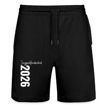 Bachelor party 2026 - Stanley/Stella Trainer Unisex Organic Jogging Shorts - black - Front - Nik (191cm) & Marisol (170cm)