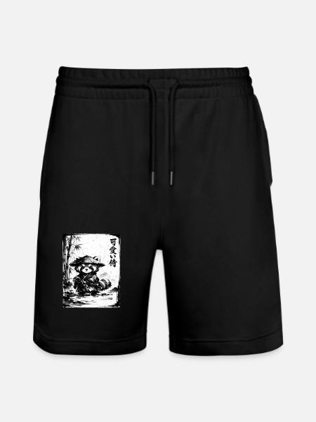Samurai Red Panda Sumi-e Ink Drawing - Stanley/Stella Trainer Unisex Organic Jogging Shorts - black