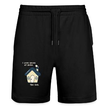 I love being at home – Funny Anti Social Saying - Stanley/Stella Trainer Unisex Organic Jogging Shorts - black - Front - Nik (191cm) & Marisol (170cm)