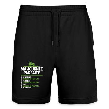 Ma journée parfaite conduire un tracteur - Short de jogging bio TRAINER Stanley/Stella unisexe - noir - Devant - Nik (191cm) & Marisol (170cm)