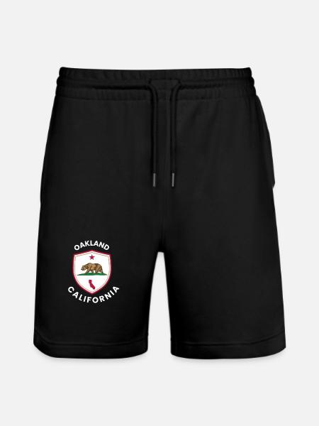 Oakland Bear Flag Emblem - Stanley/Stella Trainer Unisex Organic Jogging Shorts - black