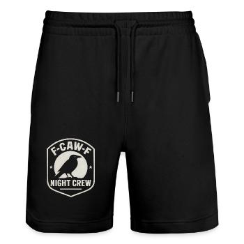F-Caw-F Night Crew Raven Crow Humor Night Shift - Stanley/Stella Trainer Unisex Organic Jogging Shorts - black - Front - Nik (191cm) & Marisol (170cm)