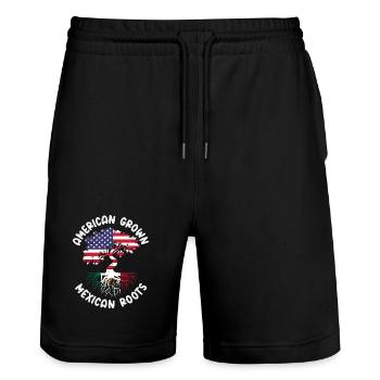 Mexico Pride & Home Mexican Mexico Flag - Stanley/Stella Trainer Unisex Organic Jogging Shorts - black - Front - Nik (191cm) & Marisol (170cm)