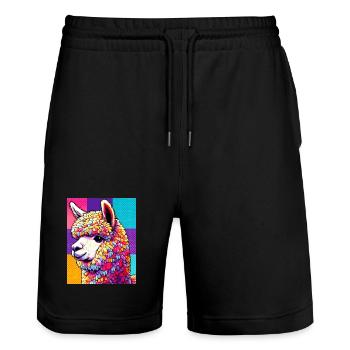 Alpaka - Stanley/Stella Unisex Bio Joggingshorts Trainer  - Schwarz - Vorne - Nik (191cm) & Marisol (170cm)
