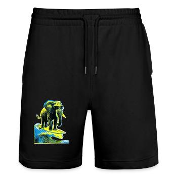 Elefant Surfer - Stanley/Stella Unisex Bio Joggingshorts Trainer  - Schwarz - Vorne - Nik (191cm) & Marisol (170cm)