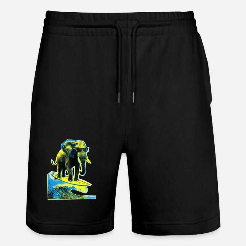 Elefant Surfer - Stanley/Stella Unisex Bio Joggingshorts Trainer - Schwarz