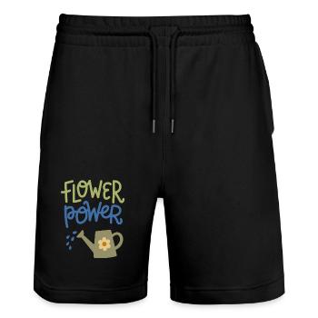 Flower Power Cute Gardening Watering Can Design - Stanley/Stella Unisex Bio Joggingshorts Trainer  - Schwarz - Vorne - Nik (191cm) & Marisol (170cm)
