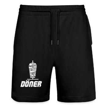 Döner Spieß Icon Schwarz-Weiß - Stanley/Stella Unisex Bio Joggingshorts Trainer  - Schwarz - Vorne - Nik (191cm) & Marisol (170cm)