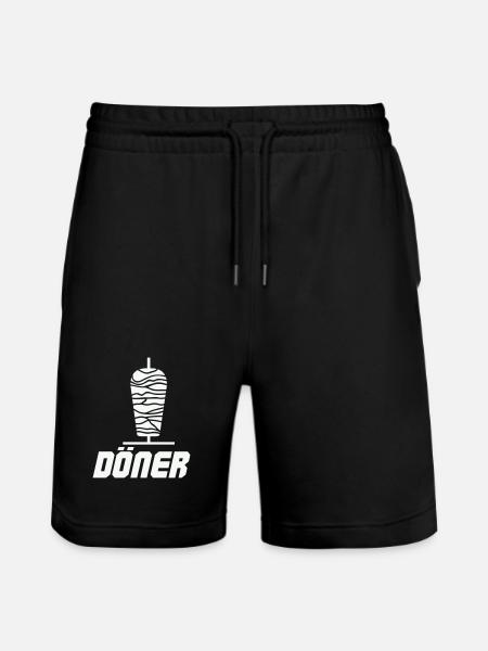 Döner Spieß Icon Schwarz-Weiß - Stanley/Stella Unisex Bio Joggingshorts Trainer  - Schwarz