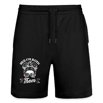 Mexiko Stolz & Heimat Mexikaner Mexico Flagge - Stanley/Stella Unisex Bio Joggingshorts Trainer  - Schwarz - Vorne - Nik (191cm) & Marisol (170cm)