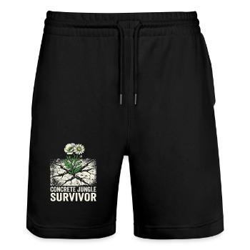 Concrete Jungle Survivor - Stanley/Stella Unisex Bio Joggingshorts Trainer  - Schwarz - Vorne - Nik (191cm) & Marisol (170cm)