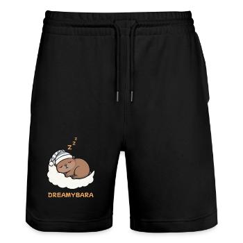 Capybara Dreamybara Black –Cute Sleep Night Shirt - Stanley/Stella Trainer Unisex Organic Jogging Shorts - black - Front - Nik (191cm) & Marisol (170cm)