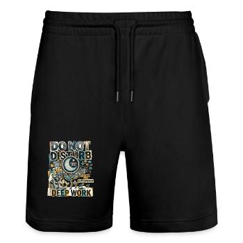 Deep Work Focus - Stanley/Stella Trainer Unisex Organic Jogging Shorts - black - Front - Nik (191cm) & Marisol (170cm)