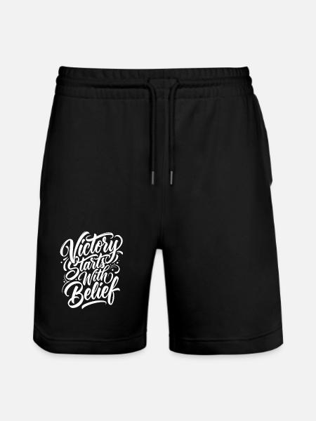 Victory Starts With Belief - Stanley/Stella Trainer Unisex Organic Jogging Shorts - black