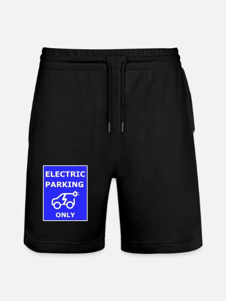 Electric Car Parking Sign - Stanley/Stella Trainer Unisex Organic Jogging Shorts - black