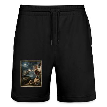 Opossum Beats God's Hand Funny Opossum Meme - Stanley/Stella Trainer Unisex Organic Jogging Shorts - black - Front - Nik (191cm) & Marisol (170cm)