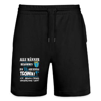 18. Geburtstag Handwerker Technik Werkzeug - Stanley/Stella Unisex Bio Joggingshorts Trainer  - Schwarz - Vorne - Nik (191cm) & Marisol (170cm)