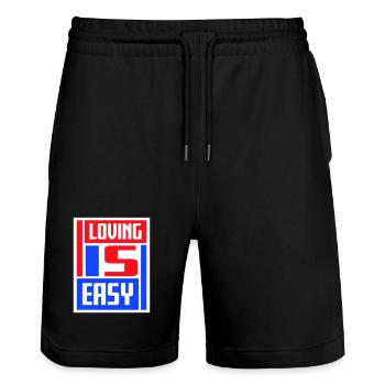 Loving Is Easy Inspirierend Romantisch Spruch Logo - Stanley/Stella Unisex Bio Joggingshorts Trainer  - Schwarz - Vorne - Nik (191cm) & Marisol (170cm)