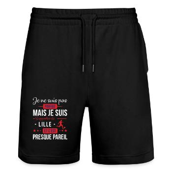 Je Ne Suis Pas Parfait Mais Je Suis Supporter D... - Short de jogging bio TRAINER Stanley/Stella unisexe - noir - Devant - Nik (191cm) & Marisol (170cm)