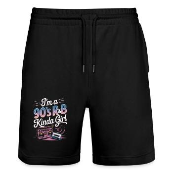 I'm a 90s R&B Kinda Girl Retro Music - Stanley/Stella Trainer Unisex Organic Jogging Shorts - black - Front - Nik (191cm) & Marisol (170cm)