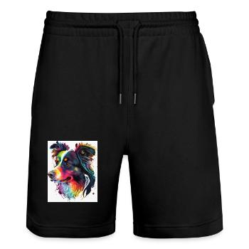 Regenbogen-Porträthund - Stanley/Stella Unisex Bio Joggingshorts Trainer  - Schwarz - Vorne - Nik (191cm) & Marisol (170cm)