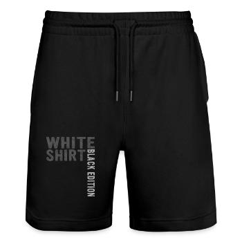 Lustiger Spruch Weißes Shirt Black Edition - Stanley/Stella Unisex Bio Joggingshorts Trainer  - Schwarz - Vorne - Nik (191cm) & Marisol (170cm)