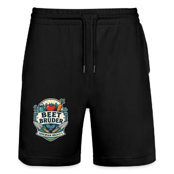 Beet Brüder Gemeinsam wächst es - Stanley/Stella Unisex Bio Joggingshorts Trainer  - Schwarz - Vorne - Nik (191cm) & Marisol (170cm)