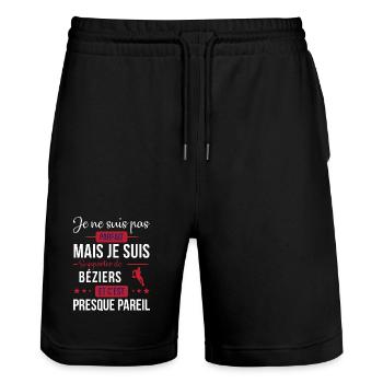 Je Ne Suis Pas Parfait Mais Je Suis Supporter D... - Short de jogging bio TRAINER Stanley/Stella unisexe - noir - Devant - Nik (191cm) & Marisol (170cm)