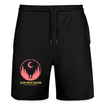 Allein Unter Gleichenwald - Stanley/Stella Unisex Bio Joggingshorts Trainer  - Schwarz - Vorne - Nik (191cm) & Marisol (170cm)