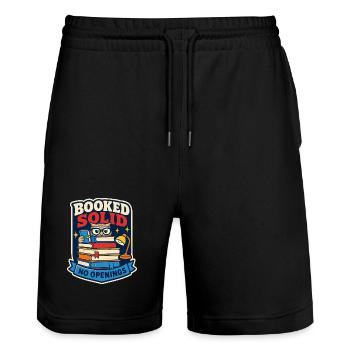 Booked Solid – No available dates - Stanley/Stella Trainer Unisex Organic Jogging Shorts - black - Front - Nik (191cm) & Marisol (170cm)
