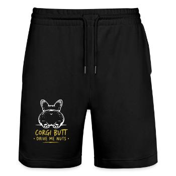 Corgi Butt Drive Me Nuts - Stanley/Stella Trainer Unisex Organic Jogging Shorts - black - Front - Nik (191cm) & Marisol (170cm)