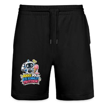 Akku Voll Eis Schmilzt Tolles Roboter Geschenk - Stanley/Stella Unisex Bio Joggingshorts Trainer  - Schwarz - Vorne - Nik (191cm) & Marisol (170cm)