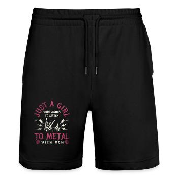 Maman Metal Bébé Fille Cadeau Metalhead - Short de jogging bio TRAINER Stanley/Stella unisexe - noir - Devant - Nik (191cm) & Marisol (170cm)