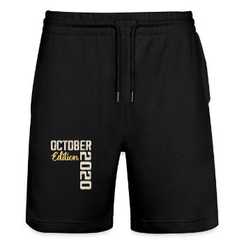 October 2020 Vintage - Retro Birthday Gift - Stanley/Stella Trainer Unisex Organic Jogging Shorts - black - Front - Nik (191cm) & Marisol (170cm)