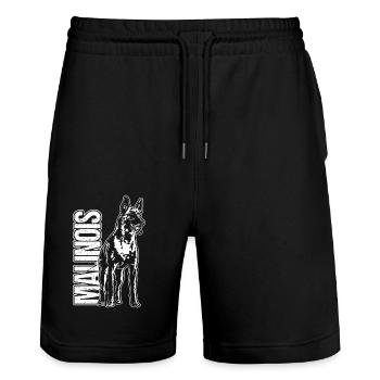MALINOIS Portrait Dog Dogs Wilsigns - Stanley/Stella Trainer Unisex Organic Jogging Shorts - black - Front - Nik (191cm) & Marisol (170cm)