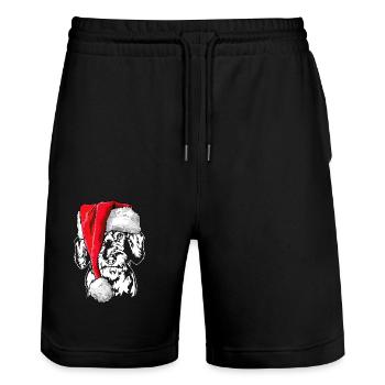 Père Noël teckel à poil dur chiens de Noël Wilsigns - Short de jogging bio TRAINER Stanley/Stella unisexe - noir - Devant - Nik (191cm) & Marisol (170cm)